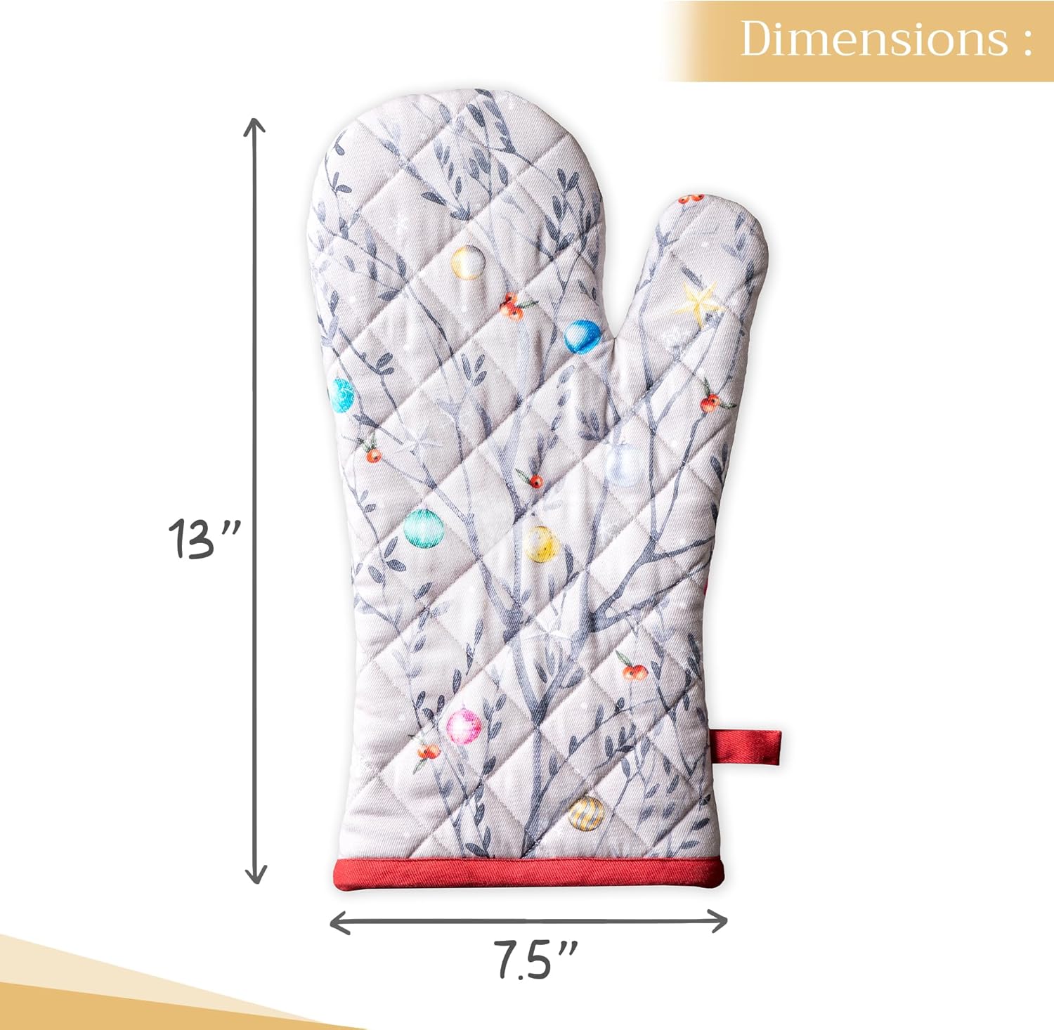 Maison d' Hermine Oven Gloves 100% Cotton Oven Mitt 7" x 13" with Loop Heat Resistant, BBQ, Cooking Gloves, Baking, Grilling, Kitchen, Handling Hot Pans (Pack of 1, Fairy Christmas)