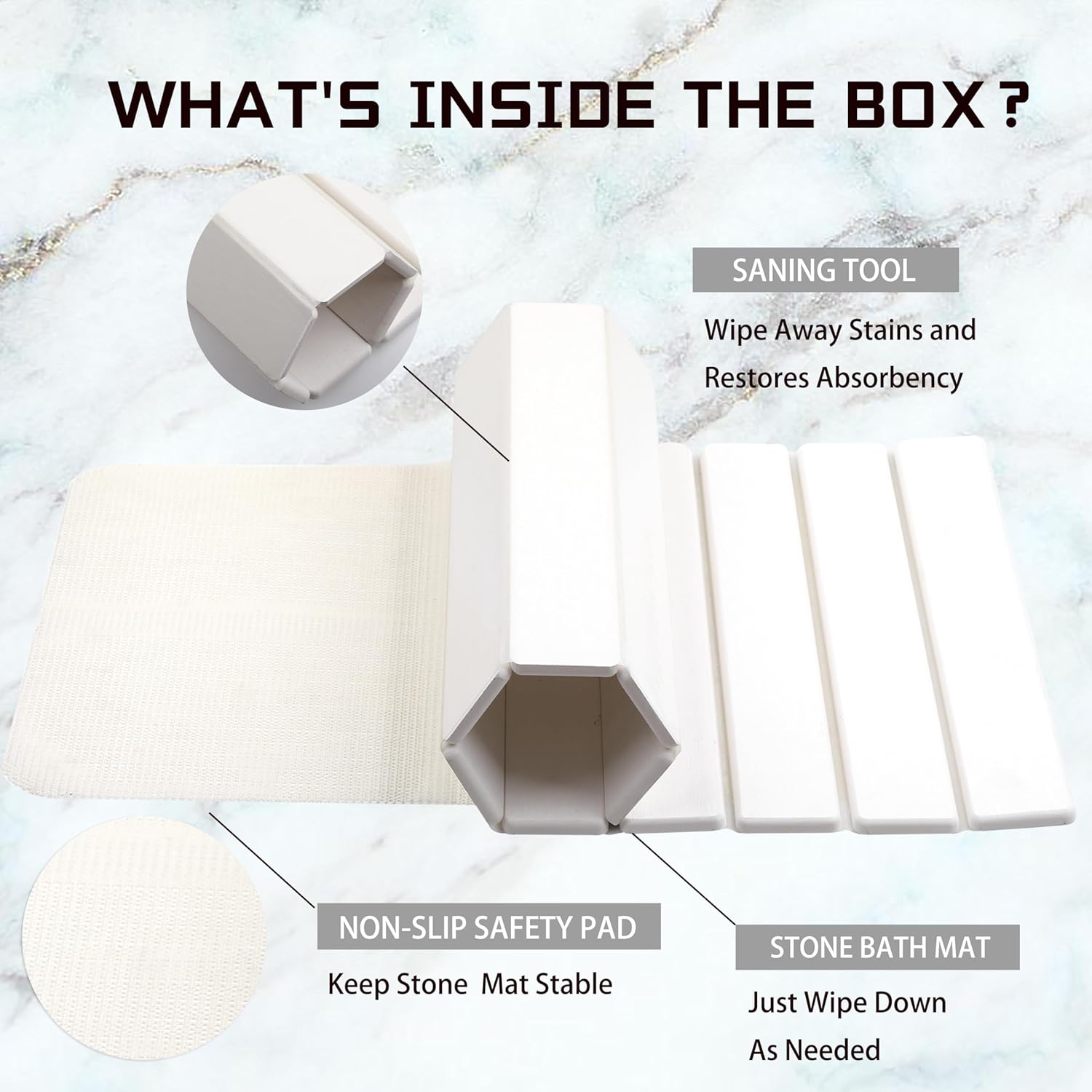 Quick Dry Collapsible Dish Drying Mat, Eco-Friendly Absorbent Diatomaceous Earth Mats for Dishes Bottles Cups 24"×16"Large Stone Dish Drying Mats for Kitchen Counter (White, 24"（L）×16"（W）)