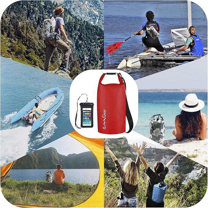 OMGear Waterproof Dry Bag Backpack Phone Pouch 40L/30L/20L/10L/5L Floating Dry Sack for Kayaking Boating Outdoors Activities