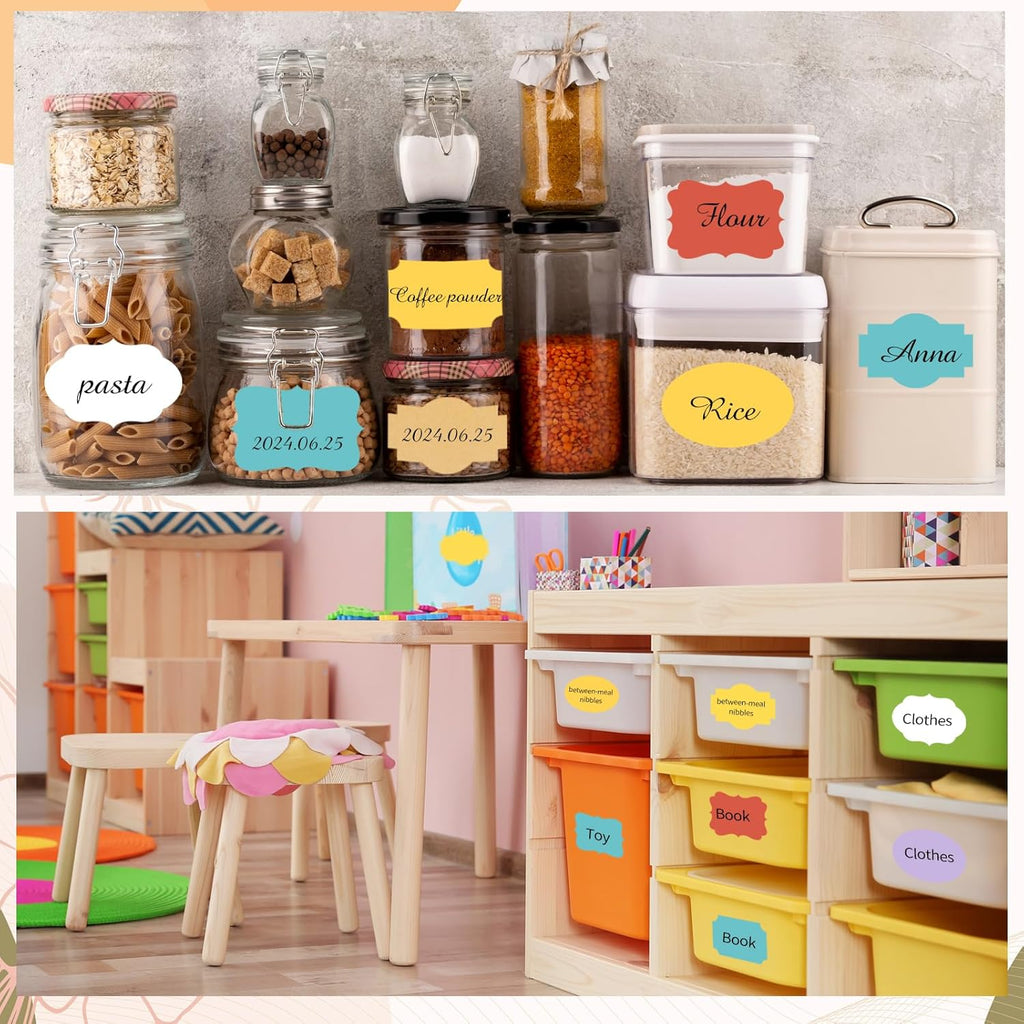 Blue Labels - 250 PCS 3" x 2" Fancy Shape Stickers for Storage Boxes or Food Jars - Holiday Tags