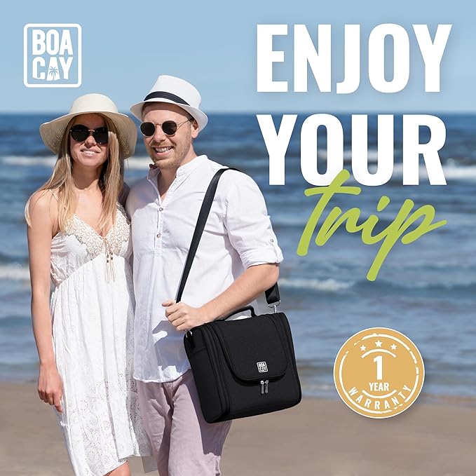 BOACAY Extra Large Hanging Travel Toiletry Bag for Women and Men, Makeup Bag, Bathroom & Shower Organizer Kit for Accessories, Cosmetics, Essentials