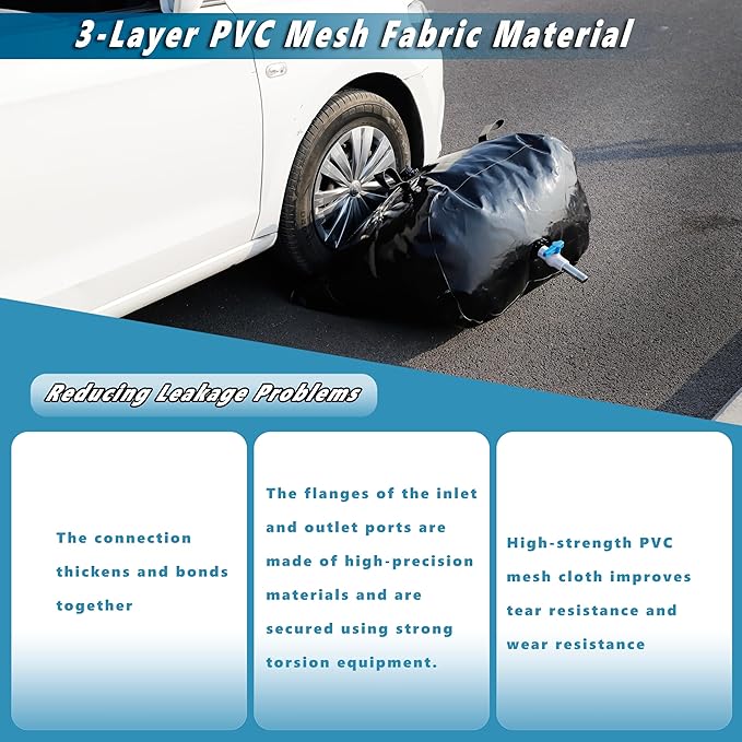 240 L/63 Gal Water Bladder Tank, Foldable Portable Water Storage Container, Emergency Water Bag for RV, Truck Bed, Fire Prevention, Drought Resistance, Black