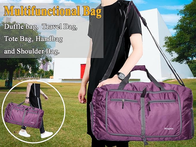 Woogwin Travel Duffel Bag Large Foldable Waterproof Overnight Bag for Beach Swim Bags Pool Sports Gym