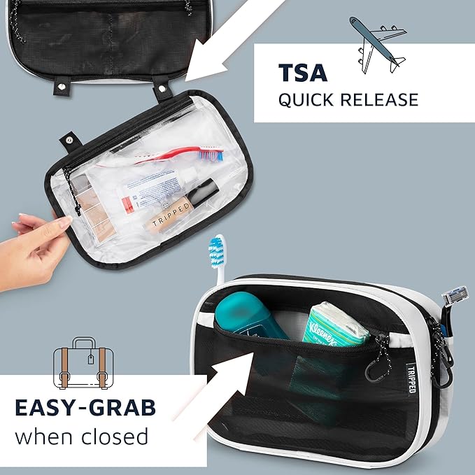 Toiletry Bag Kit Set: Hanging Travel Toiletry Bag + 311 TSA Cosmetic Liquid Bag + Ultralight Accessory Organizer Pouch