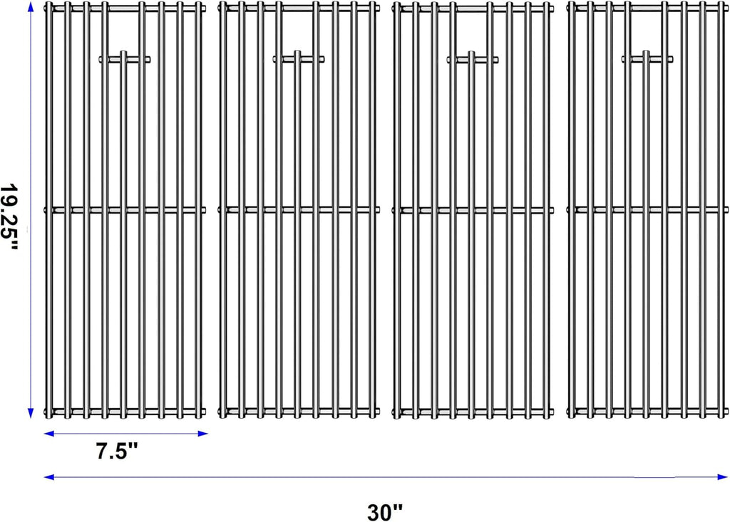 Stainless Steel Cooking Grill Grates Replacement for 16517 Bull BBQ Angus, Brahma, Lonstar Select, Outlaw Steer Premium, Lonestar Select, 7 Burner Premium, 19.25" x 30"