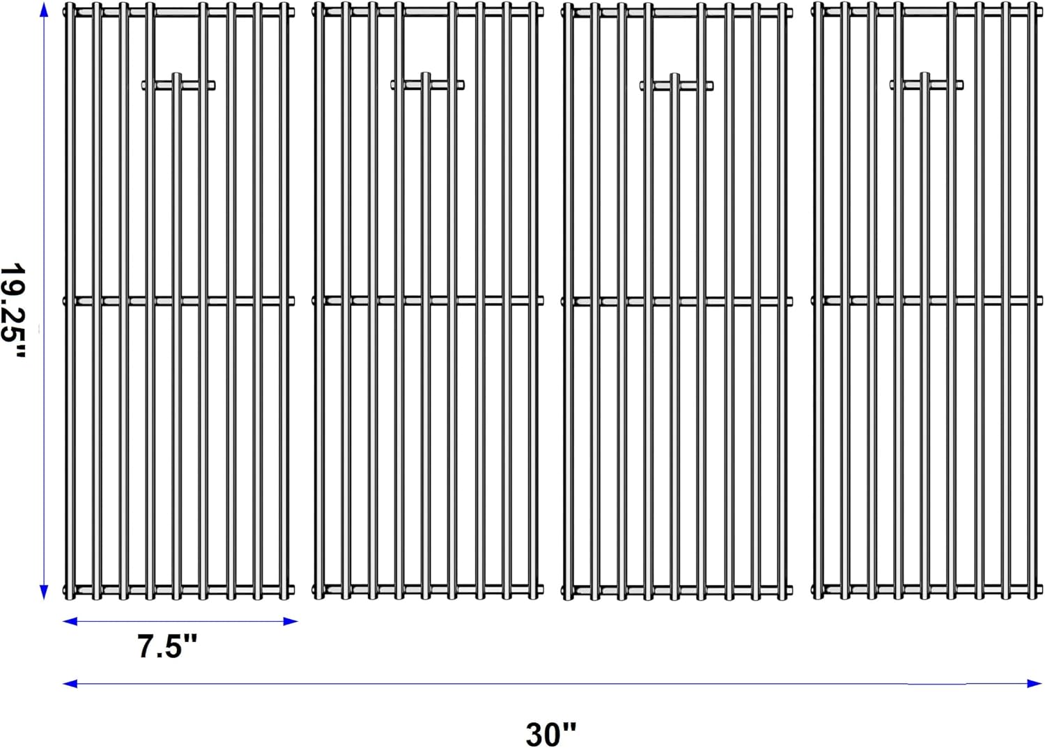 Stainless Steel Cooking Grill Grates Replacement for 16517 Bull BBQ Angus, Brahma, Lonstar Select, Outlaw Steer Premium, Lonestar Select, 7 Burner Premium, 19.25" x 30"