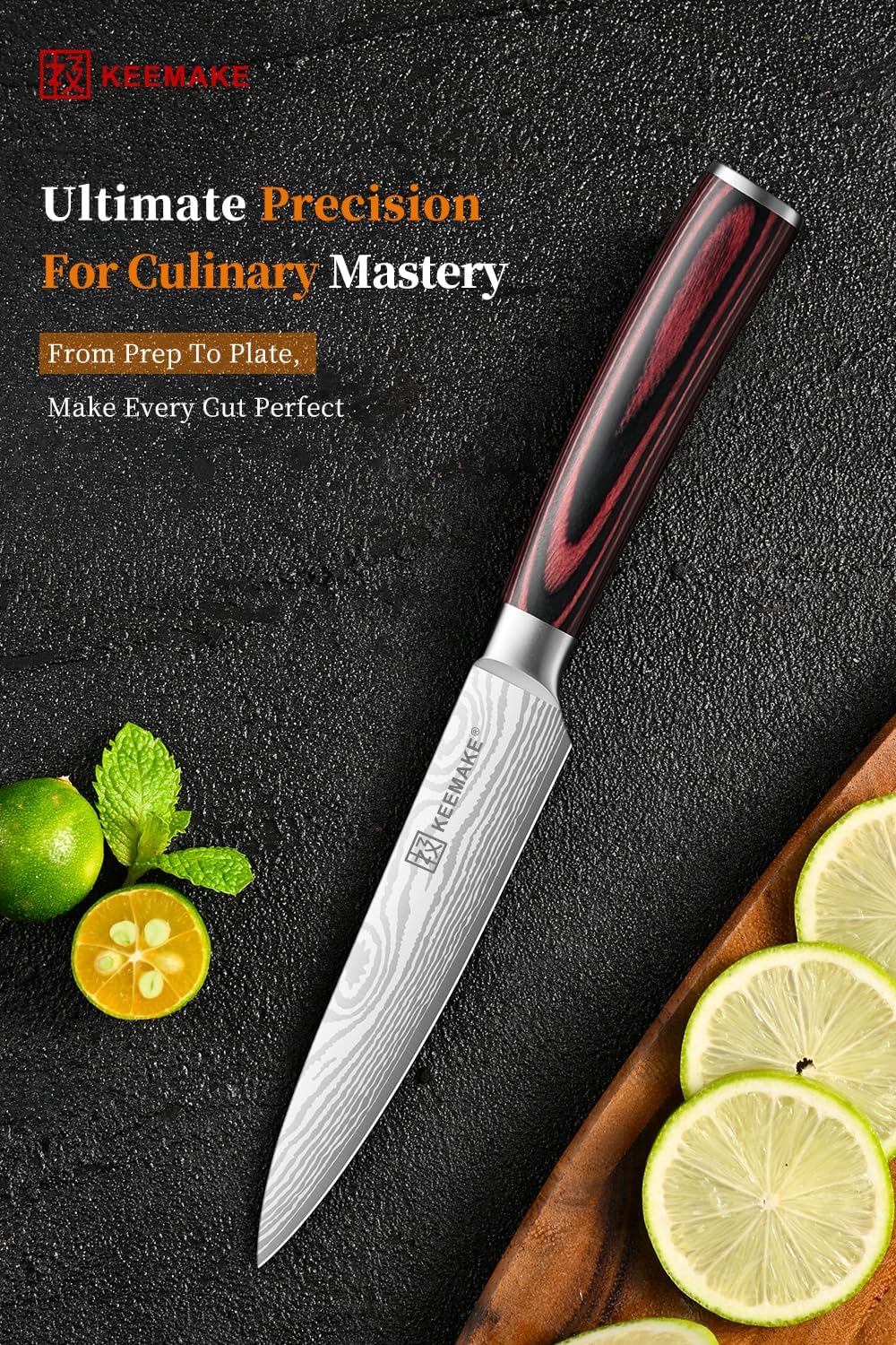 KEEMAKE Kitchen Utility Knife, 5 Inch Chef Knife,Ultra Sharp High Carbon Stainless Steel,Tomato Knife for Fruit and Vegetable Cutting with Ergonomic Handle, Paring Knife for Kitchen