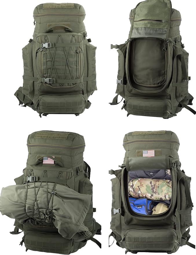 Large Military Backpack Army Rucksack Tactical MOLLE Pack for Camping Backpacking Hunting Bushcraft Adventure 70L…