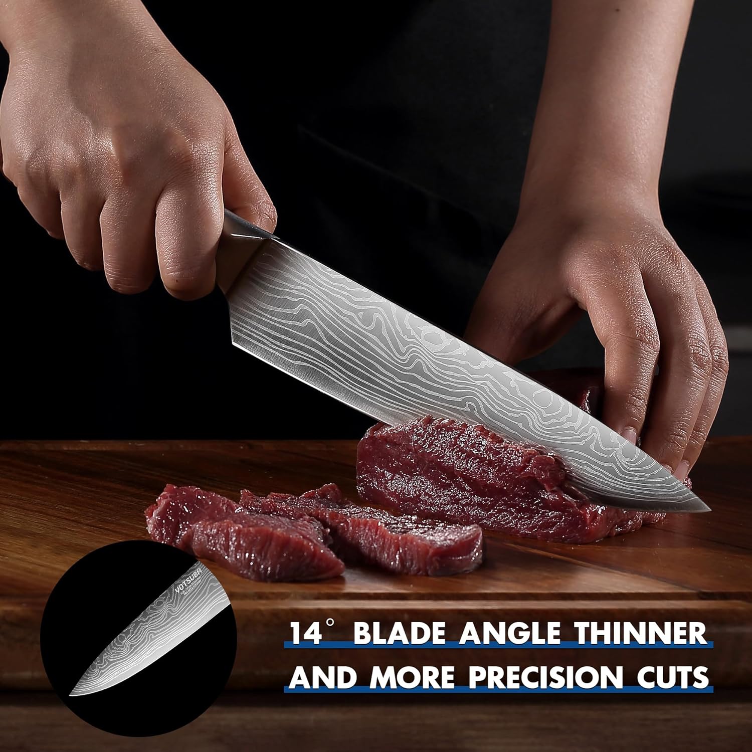 YOTSUBA Kitchen Knives Set, 3 Piece Chef Knife Set, Sharp High Carbon Stainless Steel Forged Blade Professional Kitchen Knife Set with Ergonomic Handle, Chef Knives Set for kitchen with Gift Box