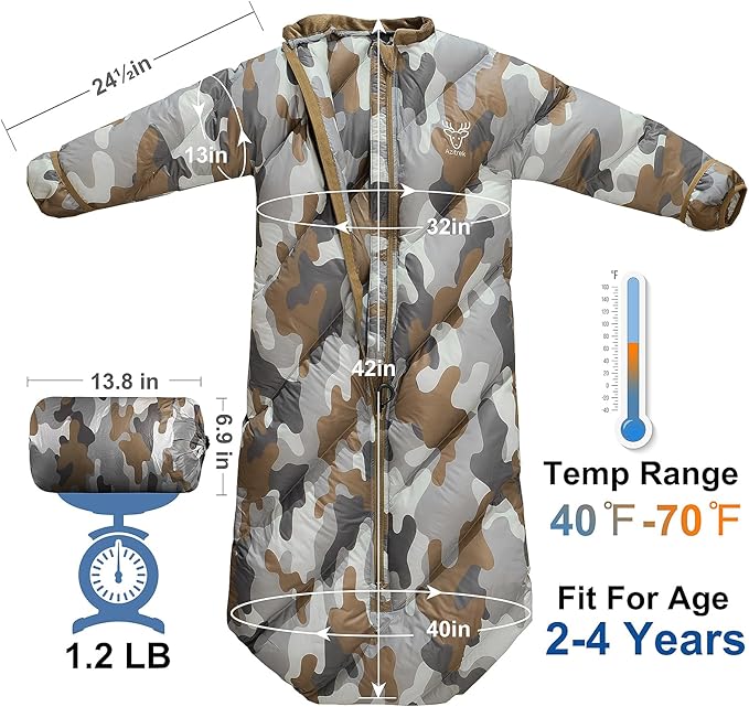 T40 Toddler Sleeping Bags Boys Girls | Ages 2-4 | Puffy Kids Sleeping Bag Camping Sleepovers |up to 46 in| Lightweight Compact Comfort for Indoor Outdoor Machine Washable