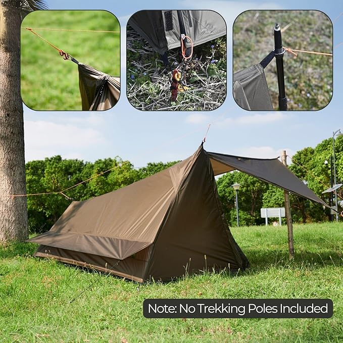 onewind Ultralight One Person Bivy Tent, Backpacking Tent for Single Person Waterproof Silnylon Lightweight for Camping Backpacking Hiking, NO Trekking Pole