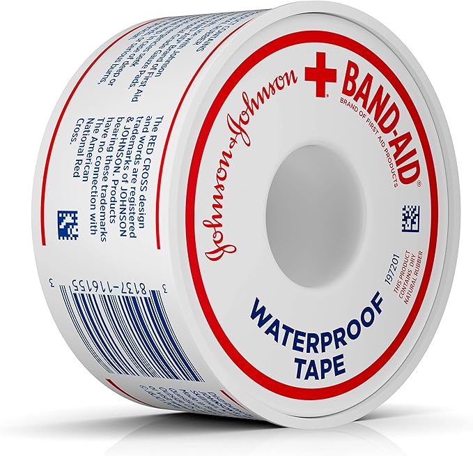 Johnson & Johnson Band-Aid Brand of First Aid Products Waterproof Tape, 1 Inch by 10 Yards (Pack of 4)