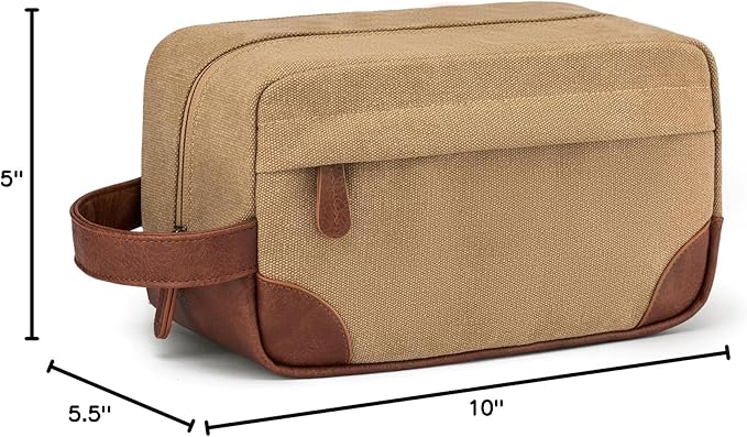 Vorspack Toiletry Bag Hanging Dopp Kit for Men Water Resistant Canvas Shaving Bag with Large Capacity for Travel - Brown
