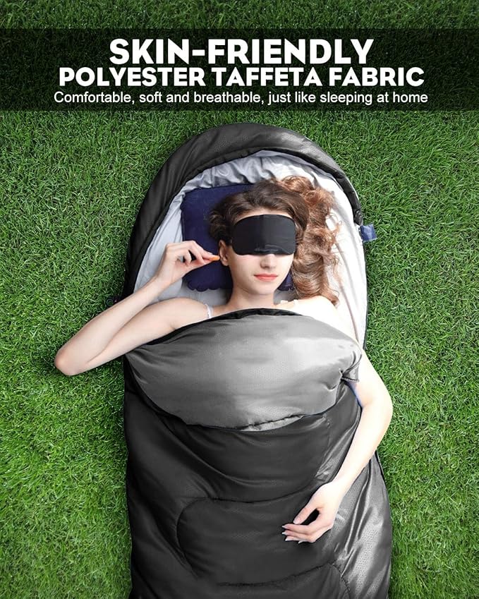 Rantizon Sleeping Bags for Adults Backpacking Lightweight Waterproof- Cold/Warm Weather Sleeping Bag for Mens Kids Boys Girls Camping Essentials Hiking Outdoor Travel Hunting with Compression Bags