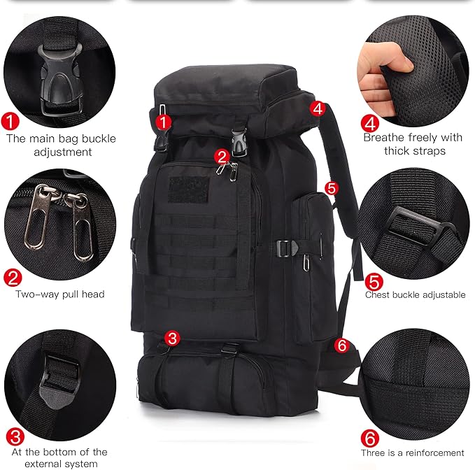 100L Hiking Camping Backpack Tactical Backpack for Men Large Survival Hunting Waterproof Backpack Molle Rucksack Military Camping Backpacking Daypack