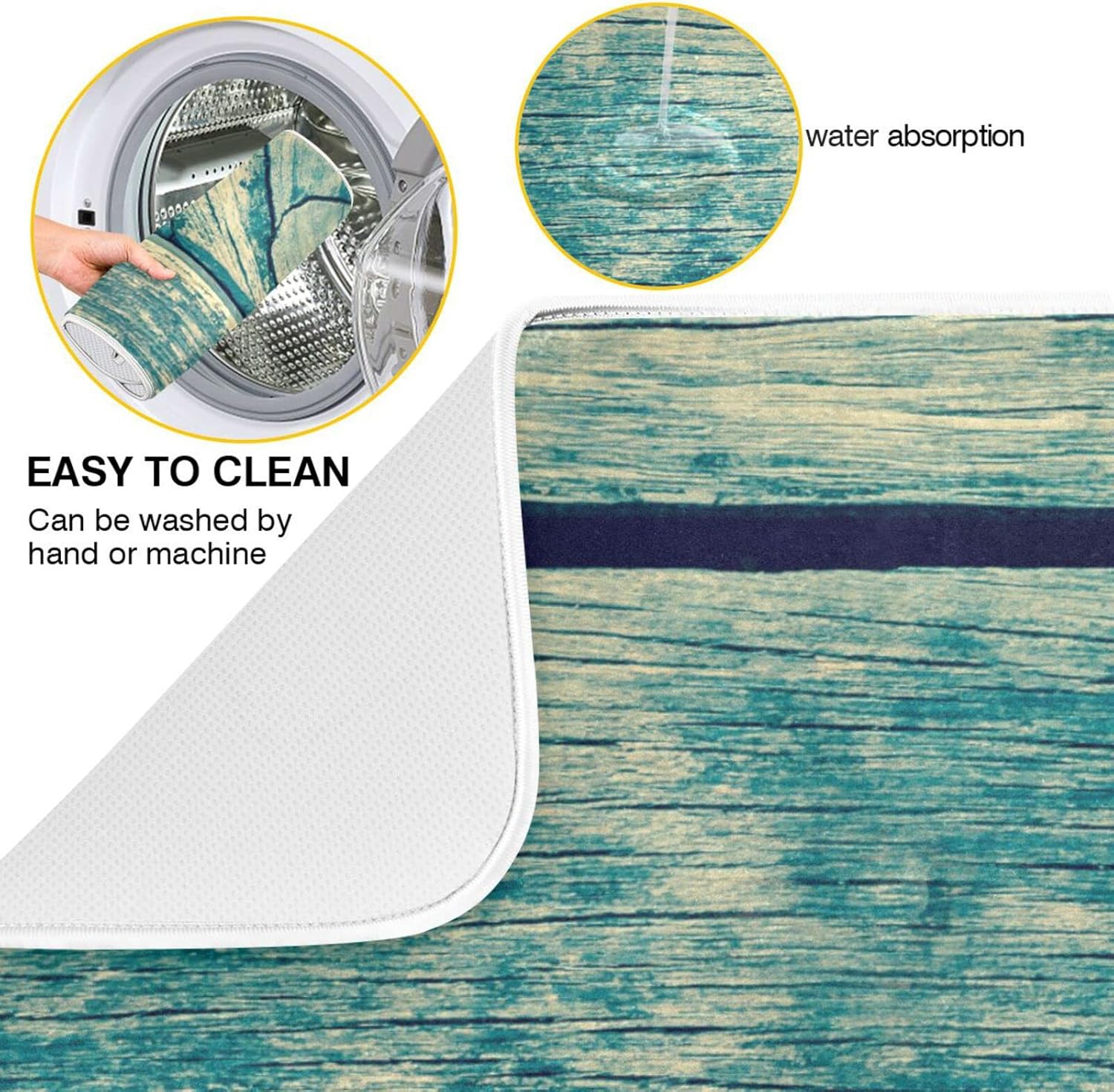 senya Super Absorbent Dish Drying Mat, Microfiber Fast-Drying Dish Mat, 16'' x 18'', Kitchen Dish Drying Pad, Vintage Retro Wooden Background, (g289343134p523c558s1113)