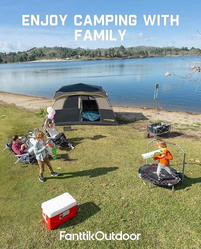 FanttikOutdoor Camping Tent 4/6/8/10 Person Instant Cabin Tent Setup in 60 Seconds with Rainfly & Windproof Portable with Carry Bag for Family Camping & Hiking