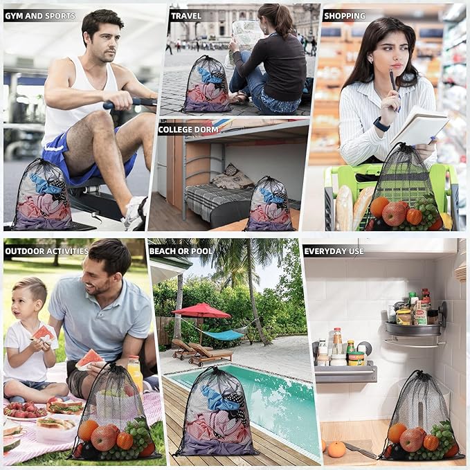 10/20/40/60/100PCS Durable Delicate Nylon Laundry Bag - Multicolor Mesh Drawstring Bag For College, Gym, Yoga, Sport