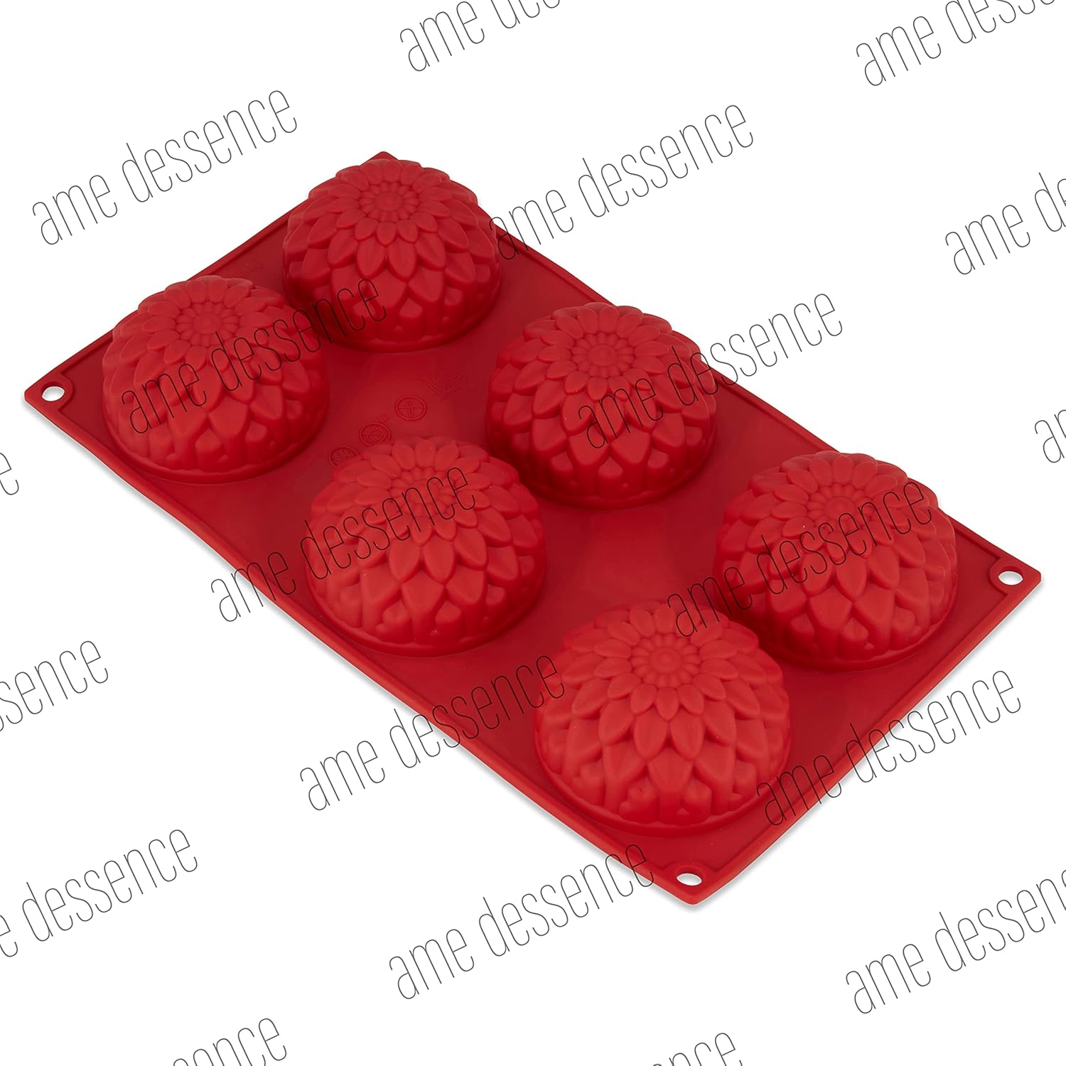 AME D'ESSENCE Dahlia Shaped Silicone Baking Mold - Non-Stick, Flexible, 6-Cup Capacity (3.89 oz), Reusable and Food-Grade - Perfect for Cakes, Tarts, Pies, and More!