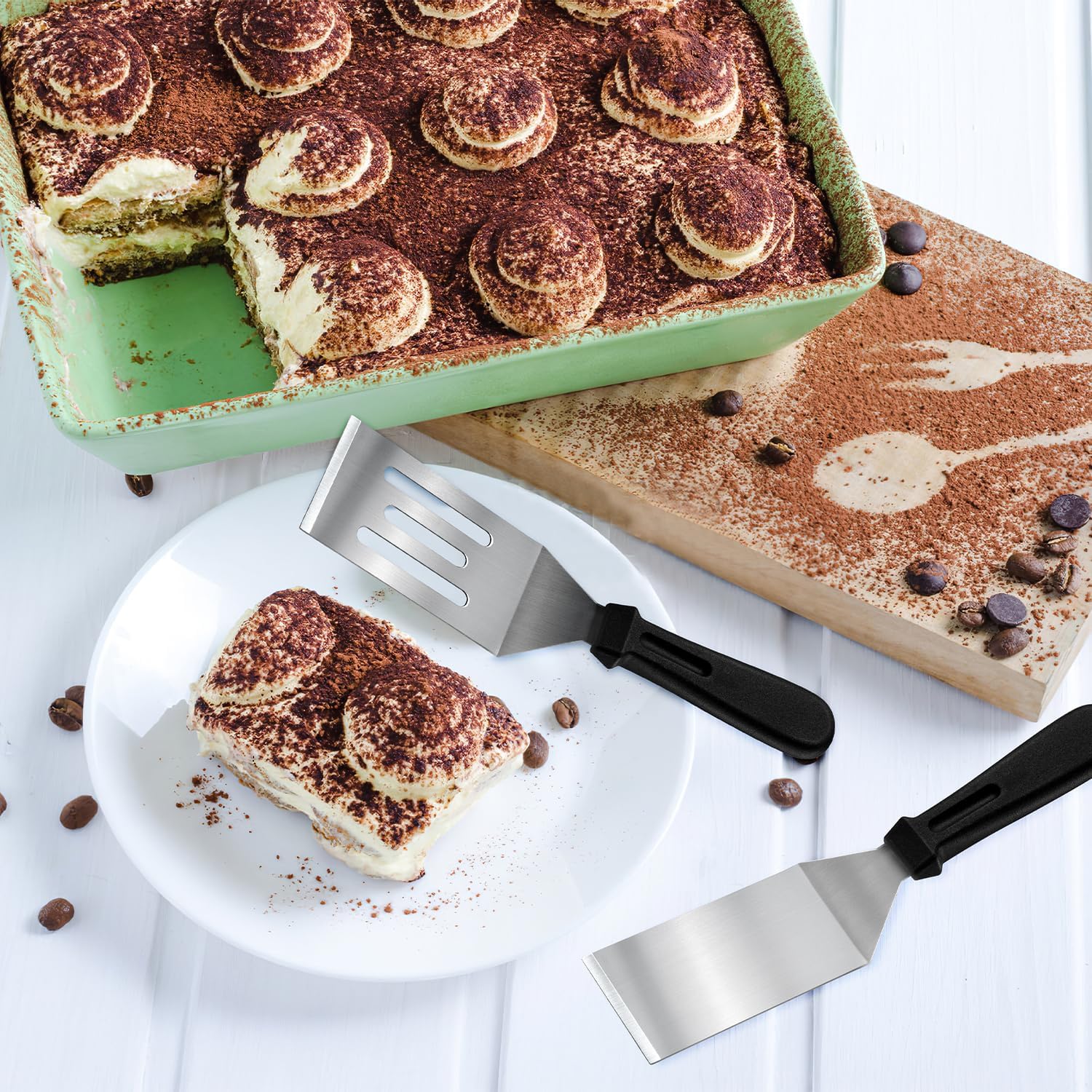 Metal Spatulas 1 PC, Stainless Steel Spatula with Heat Resistant Handle, 9.8 Inch Stainless Steel Spatula Ideal for Desserts, Pancakes, Eggs, Griddle Scraper or BBQ