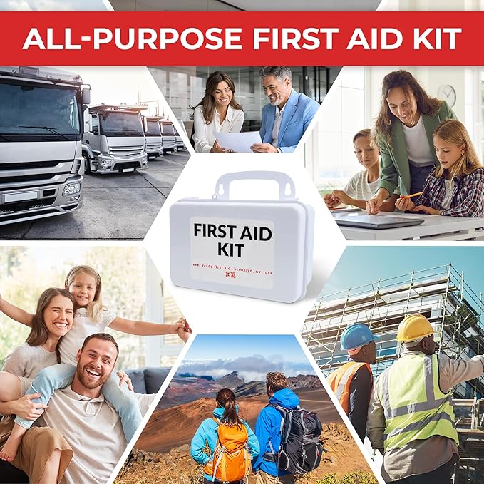 10 Person First Aid Kit - OSHA and ANSI Class A Compliant, Fully stocked Emergency Kit for Home, Office or Construction site
