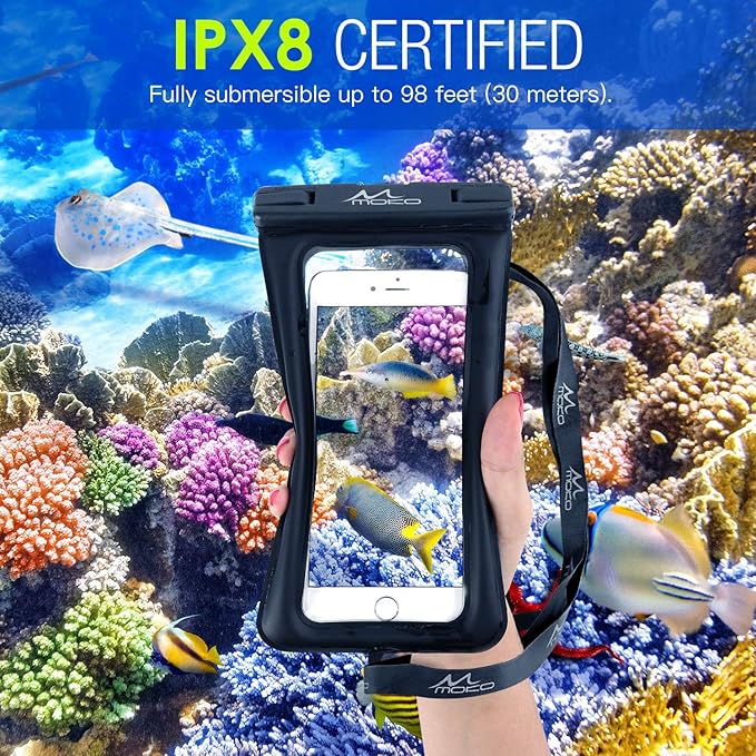 MoKo Floating Waterproof Phone Pouch 2Pack Compatible with iPhone 14 13 12 11 Pro Max X/Xr/Xs/SE 3, Samsung S21/S10/S9/S8