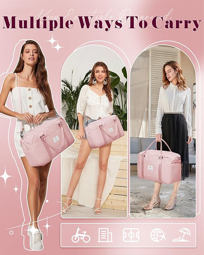 Gym Bag Womens,Travel Duffel Carry on Bag Sport Tote Bag Weekend Overnight Bag