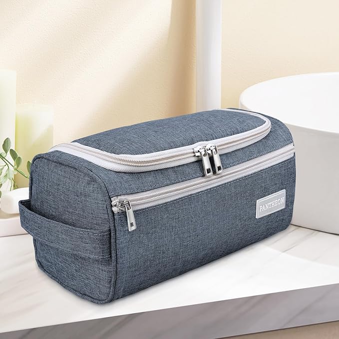 Pantheon Men's Toiletry Bag - Travel Toiletry Bag Wash Bag Hanging Dopp Kit Shaving Kit for Bathroom Shower - Mens Travel Bag Hanging Toiletry Organizer Toiletry Kit for Traveling (Blue)
