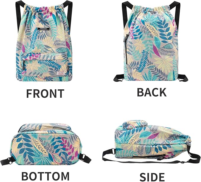 Peicees Waterproof Drawstring Sport Bag Lightweight Sackpack Backpack for Men and Women