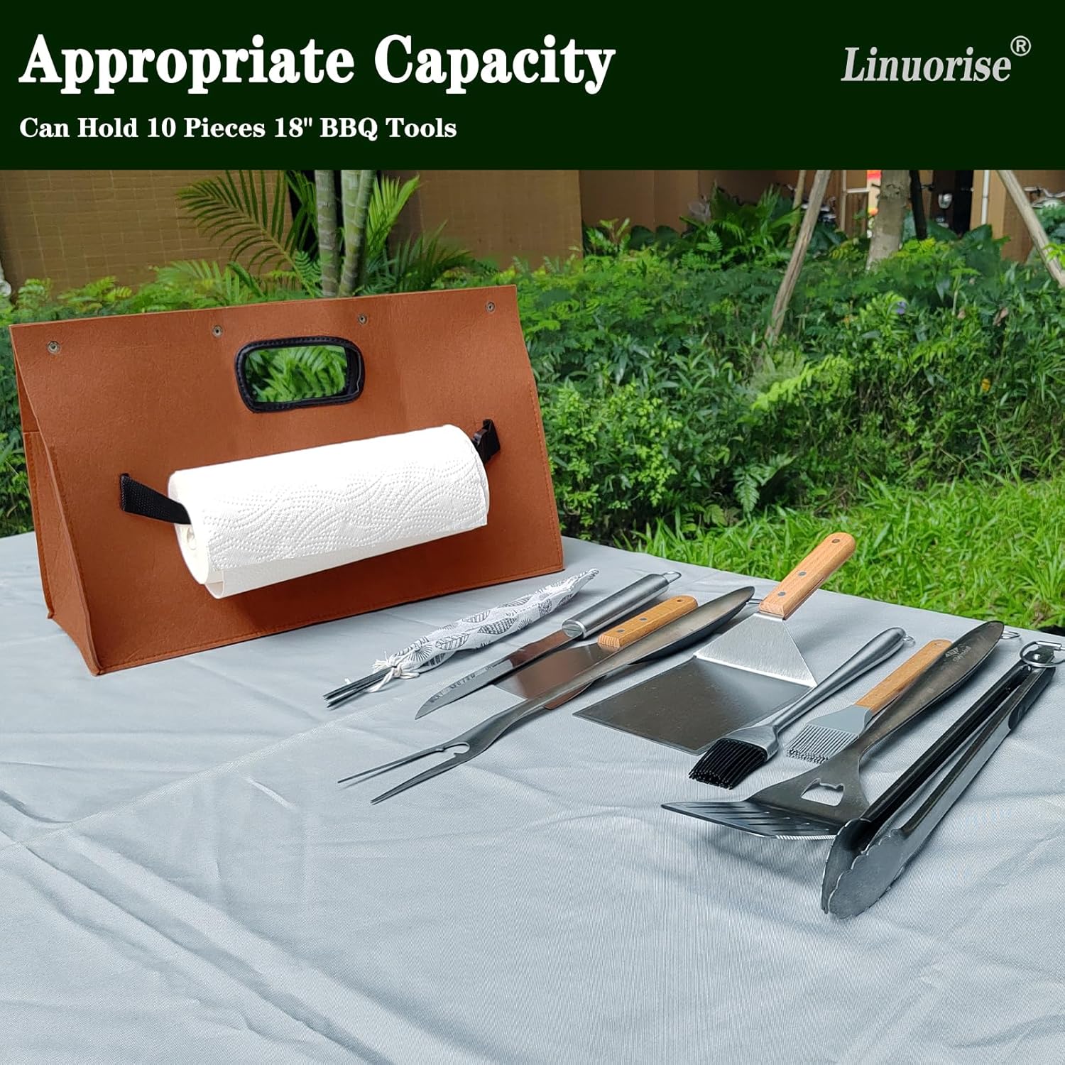 Grill Accessory Storage Bag; BBQ & Grill Tools Organizer; Men's BBQ Gifts(MaterialThickened Felt Cloth)