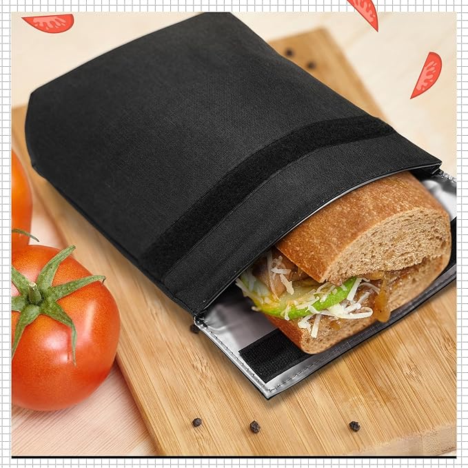 3 Pcs Insulated Sandwich Bag Reusable Snack Bags Washable Insulated Pouch Small Thermal Bag Reusable Lunch Bags for Work, Picnics, Travel, Office, Back to School(Dark Gray)