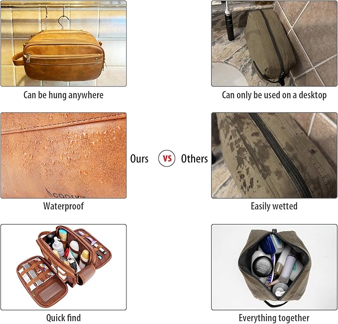 Travel Toiletry Bag for Women, Large Hanging Toiletries Organizer Bags for Man, Cruise Ship Essentials, Water-resistant Shaving Case, PU Leather Makeup Accessories, Cosmetic Dopp Kit, Pink