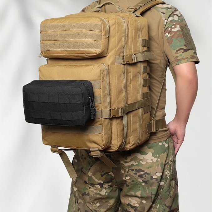 2 Pack Tactical Molle Admin Pouches - Utility Molle Tool Pouch EDC Carry Belt Pouch Horizontal Modular Pouches Phone Pouch for Men,Multi-Purpose Utility Work Organizer Bag