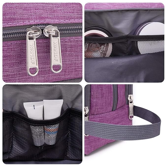 Toiletry Bag for Men/Women Hanging Dopp Kit Water Resistant Shaving Bag Small Toiletry Bag for Traveling (purple)