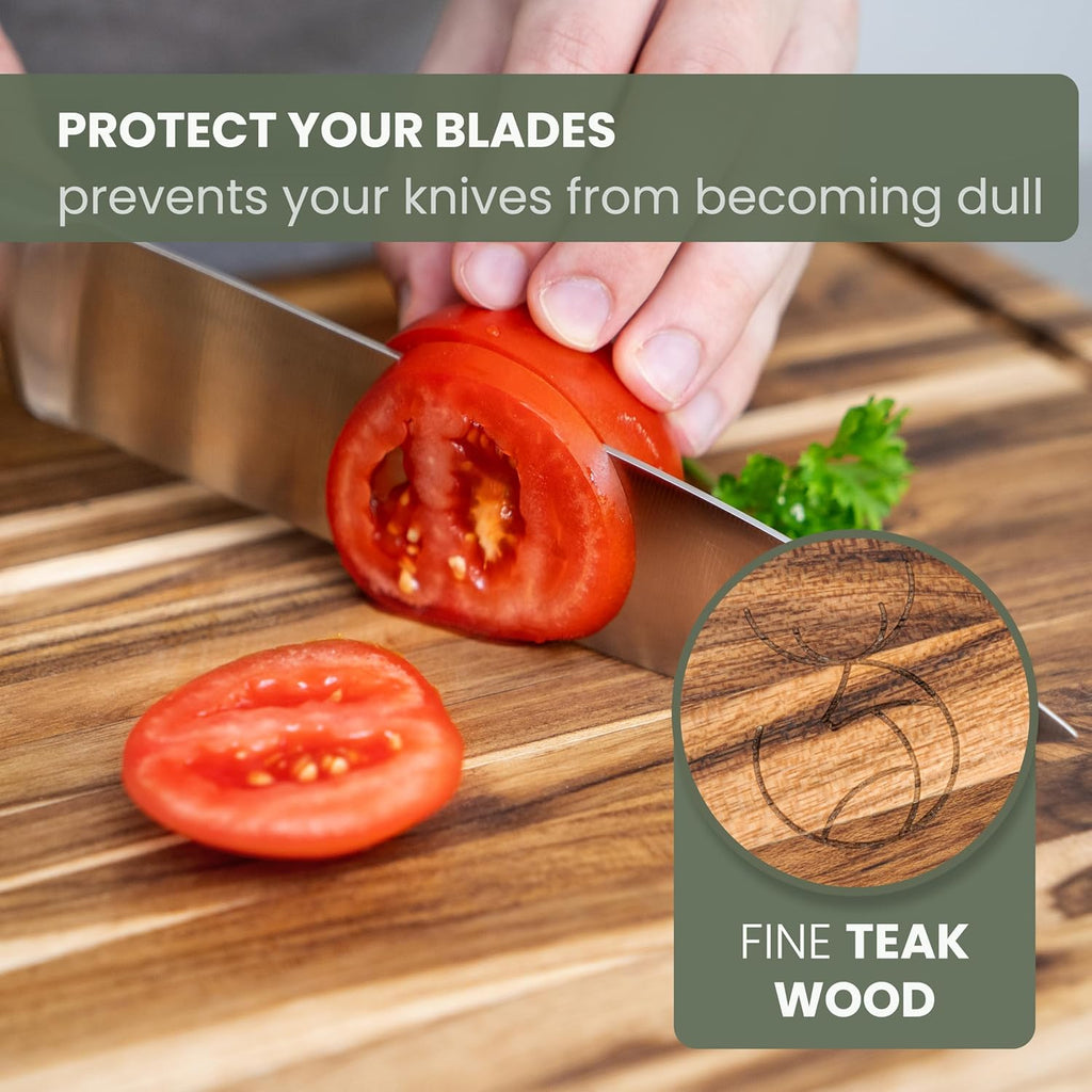 WALDWERK Large Teak Wood Cutting Board (24 x 18 x 1,2") - Solid Wood Cutting Board - Extra Large Teak Wood Chopping Board - Wooden Butcher Block for Kitchen