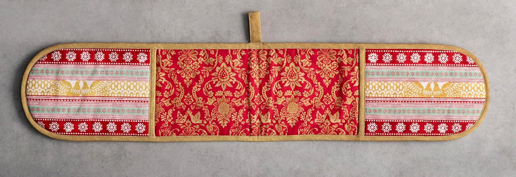 Maison d' Hermine Double Oven Mitts 100% Cotton 7"x35" Double Oven Mitt Heat Resistant BBQ Cooking Gloves with Loop, Baking, Grilling, Home, Kitchen, Handling Hot Pans (Sofia)