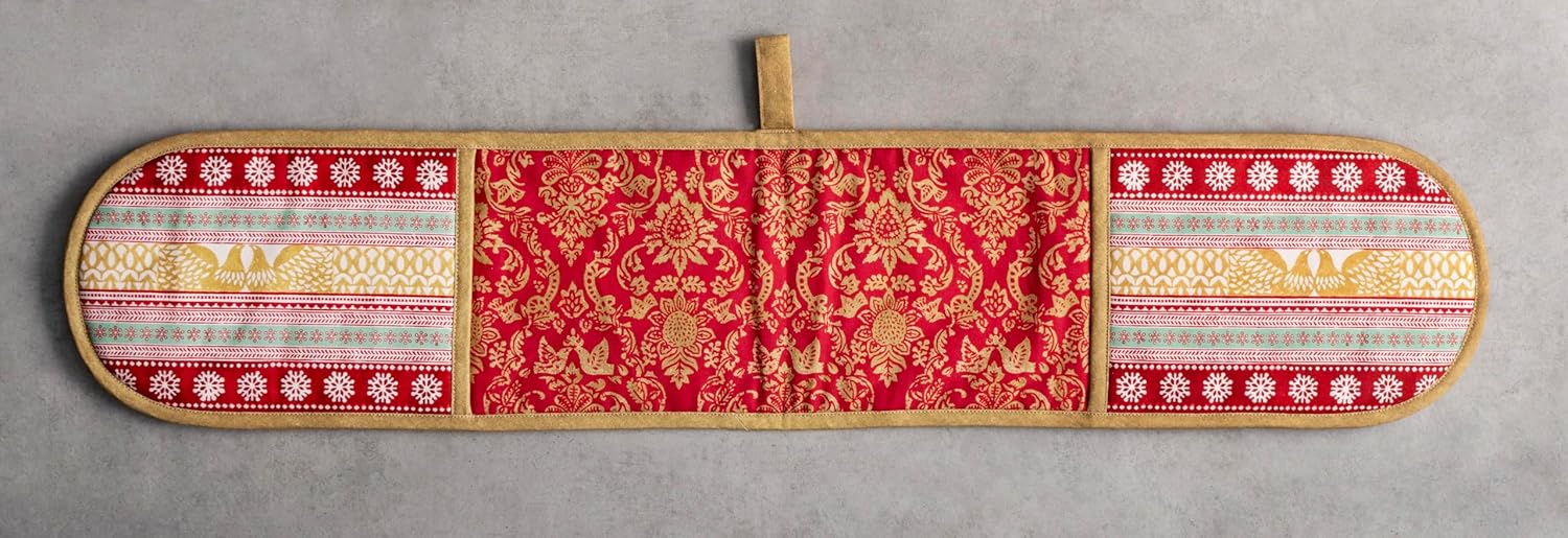 Maison d' Hermine Double Oven Mitts 100% Cotton 7"x35" Double Oven Mitt Heat Resistant BBQ Cooking Gloves with Loop, Baking, Grilling, Home, Kitchen, Handling Hot Pans (Sofia)