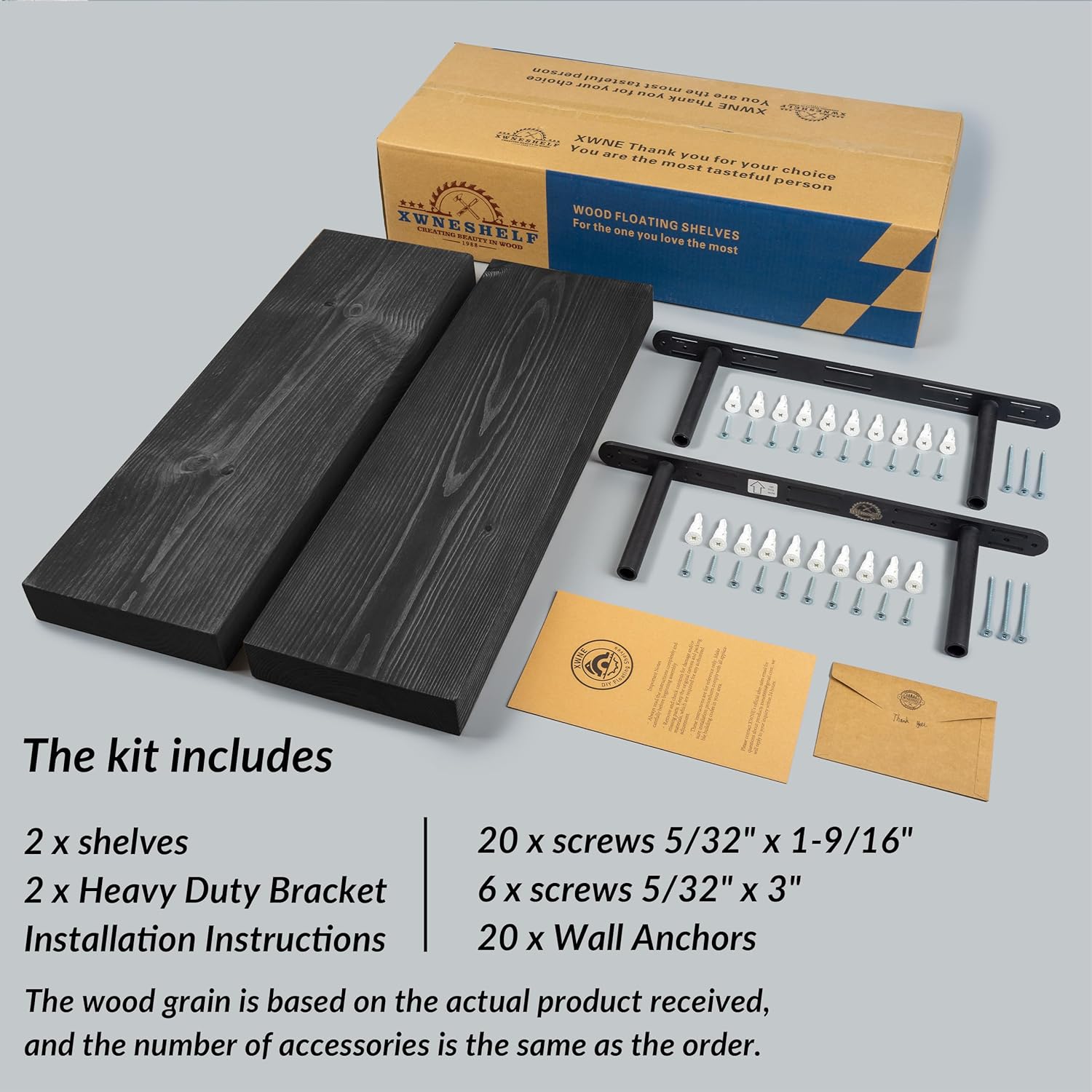 Rustic Floating Shelves 24 inch Long 8 inch deep Set of 2, Solid Wood Wall Shelves for Bedroom Living Room Kitchen,Book Shelf for Wall, Wall Mounted Shelves with Hidden Bracket- Black