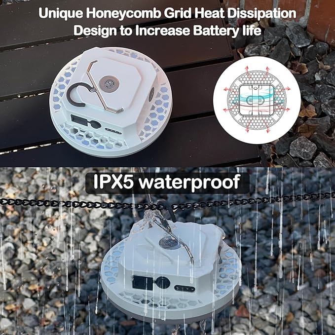 10000mAh Rechargeable Hanging Tent Lighting, Portable 30W 4000LM LED Camping Lantern with Magnet, Power Bank, 4 Lighting Modes, IPX5 Waterproof LED Flashlight for Emergency