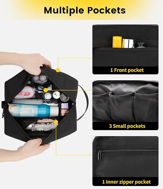 Vorspack Travel Toiletry Bag for Men - Hanging Toiletries Bag Water Resistant Dopp Kit Travel Bag for Toiletries Accessories