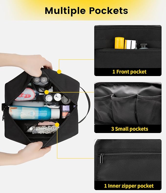 Vorspack Travel Toiletry Bag for Men - Hanging Toiletries Bag Water Resistant Dopp Kit Travel Bag for Toiletries Accessories