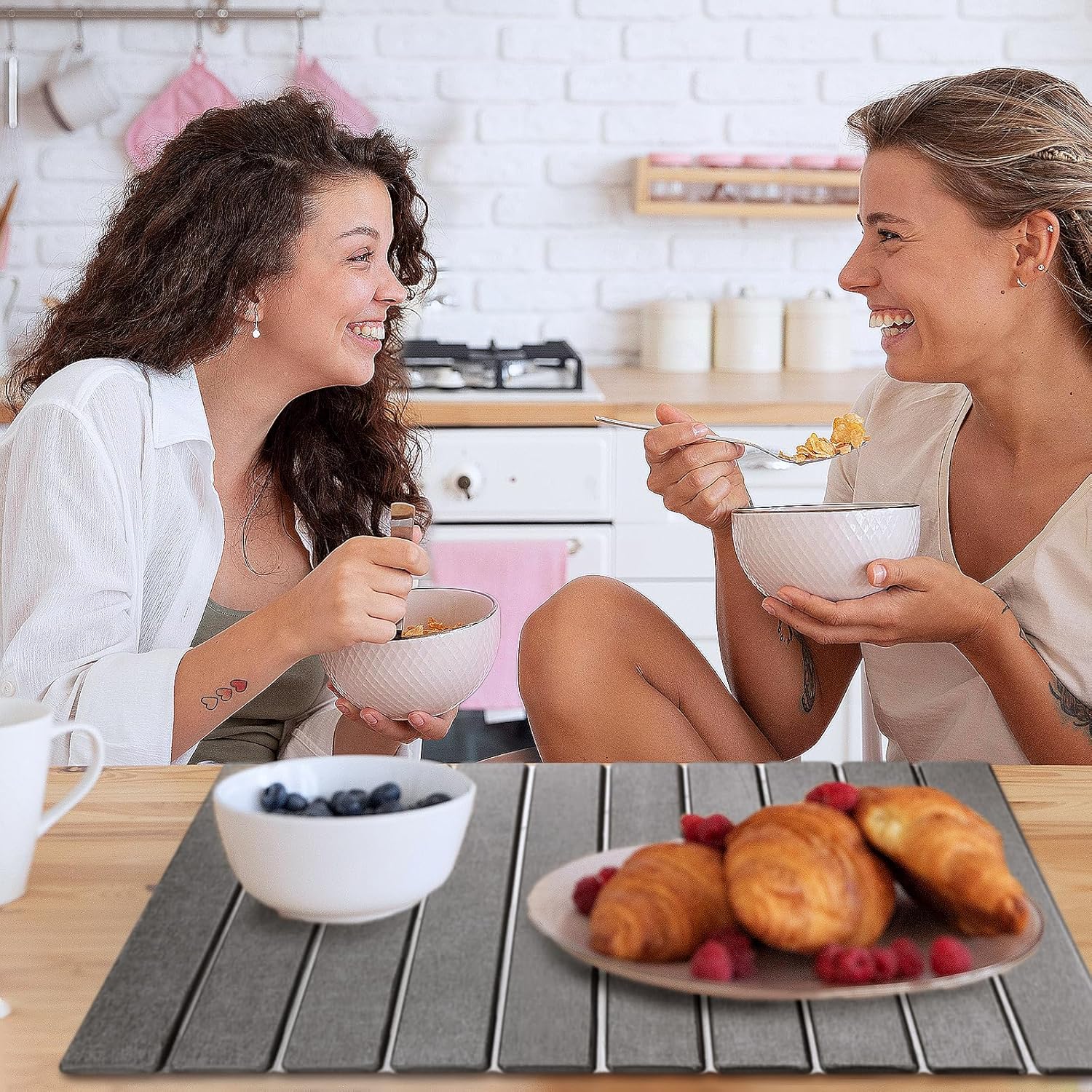 Large Stone Dish Drying Mat for Kitchen Counter, 24" x 16" Stone Drying Mat Foldable Quick Dry Absorbent Diatomaceous Earth Bath Mat Countertop Fast Dry Pad for Kitchen Dishes Bottles Cups Bathroom