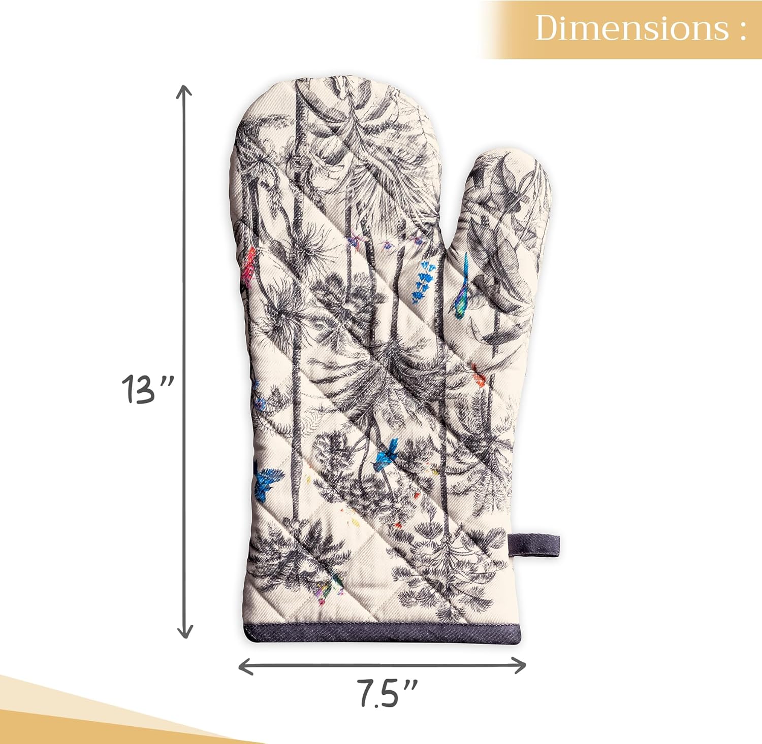 Maison d' Hermine Oven Gloves 100% Cotton Oven Mitt 7" x 13" with Loop Heat Resistant, BBQ, Cooking Gloves, Baking, Grilling, Kitchen, Handling Hot Pans (Pack of 1, Amazonia)