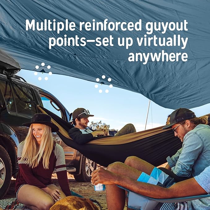 Kelty Noah’s Tarp Sun Shelter and Multi-Use Awning Rainfly, Portable Canopy UV Protection, Waterproof + Durable, 3 Sizes for Customized Pitch