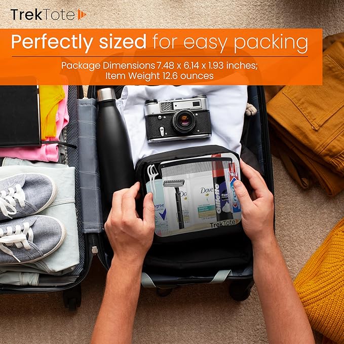Trektote Travel Toiletry Kit For Men – 15 Piece Set of Travel Size Toiletries, TSA Compliant, Includes Dove Shampoo And Conditioner, Gillette Shave Cream, Reusable Toiletry Bag & More