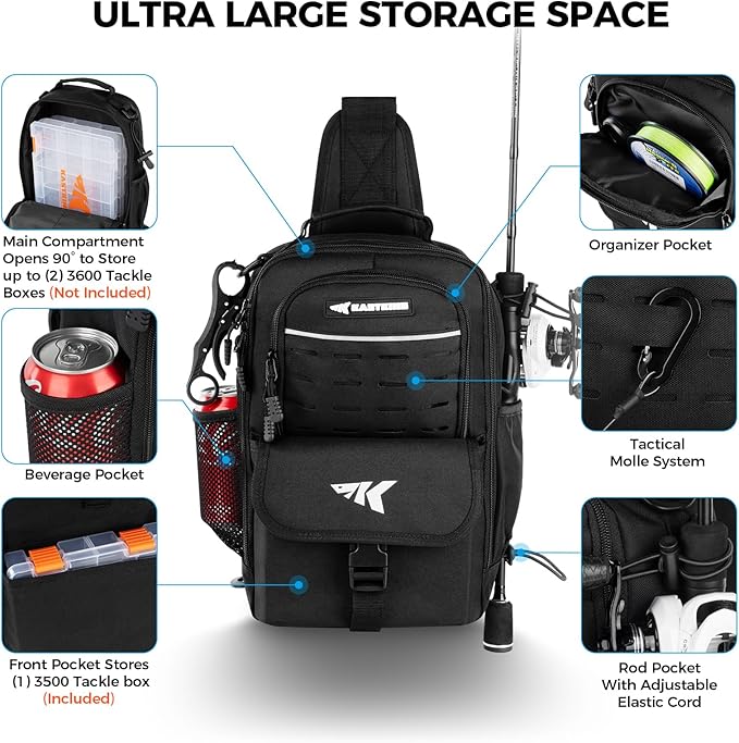 KastKing Everyday Essential Fishing Backpack & Tool Set, Fishing Sling Tackle Bag & 3500-Tackle Box Waterproof, Fishing Scale, 7" Fishing Pliers, Lip Gripper-Fishing Gear and Fishing Gift for Men