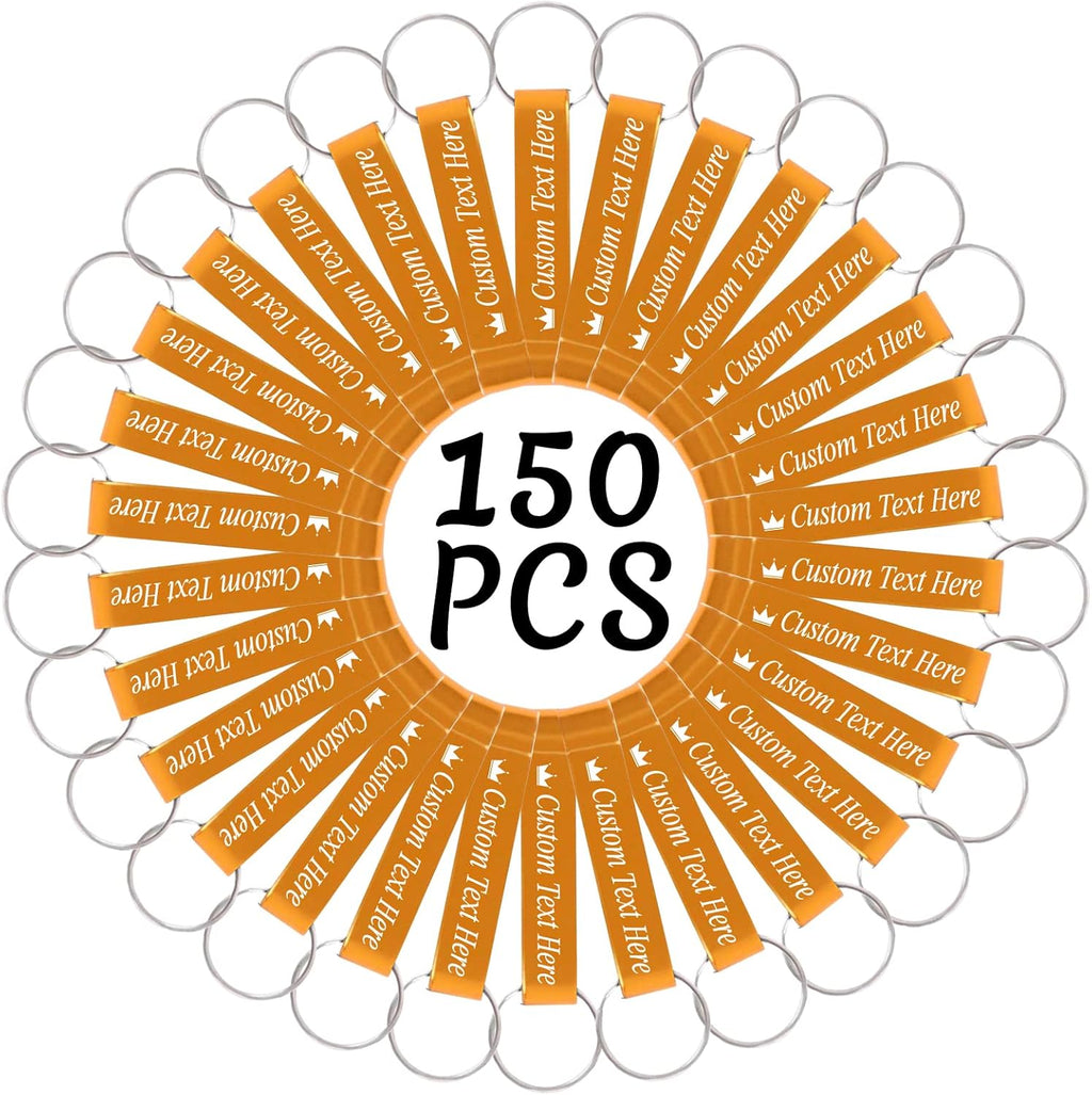 150PCS Personalized Bottle Opener Keychain Bulk Custom Beer Bottle Opener with Logo Text Engraved Wedding Bottle Opener Favors Customized Gifts for Guests Baby Shower Birthday Party-Gold