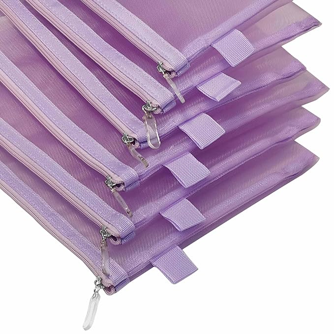 Clear Cosmetic Bags Zip Makeup Mesh Bags Pencil Case Pouch Travel Toiletry Kit Set Storage Case ((6A+5A)*3 Light Purple)