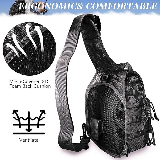 Fishing Backpack Tackle Storage Bag With Rod Holder - Sling Gear Storage