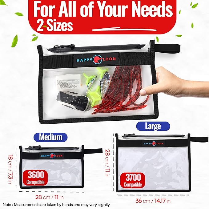 Elite Waterproof Fishing Tackle Bag Set - 2 Sizes, 100% Submersible Dry Bags, Floats with Lure & bait- Scuba-Grade Zipper, PVC-Free, Tethering Loop - Premium Fishing accessory pouch